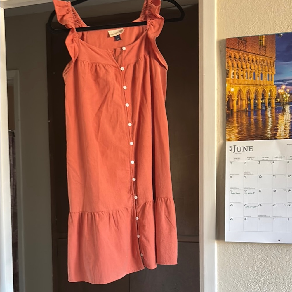 Universal Thread Pink Ruffled Buttoned Sundress - image 1